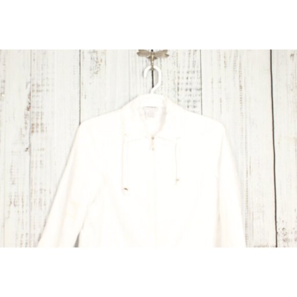 Bon Worth White 3/4 Sleeves Full Zip Light Jacket Size XS Pet - Picture 2 of 9